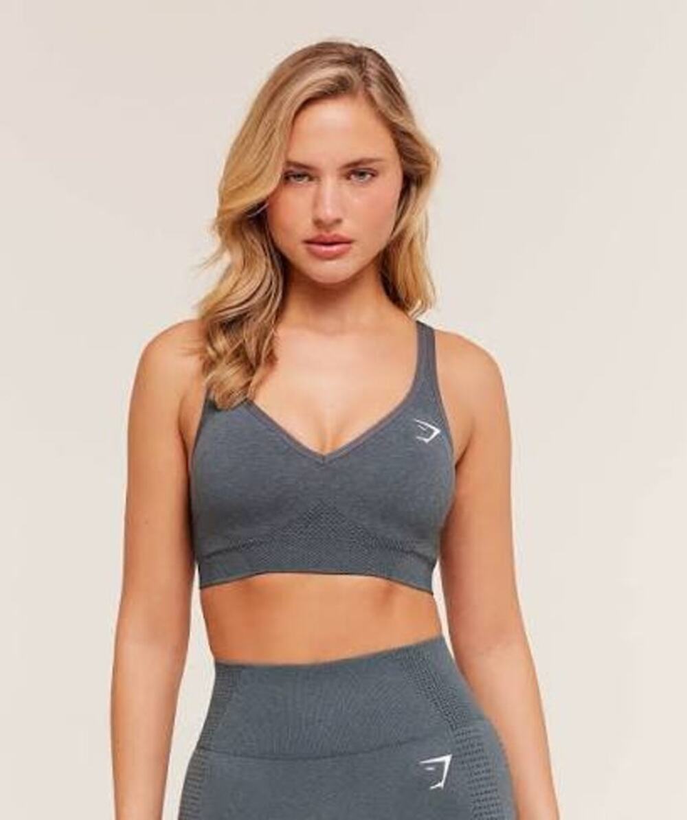 NEW Gymshark Vital Seamless Sports Bra Gray Light Support Yoga Athletic Sz L